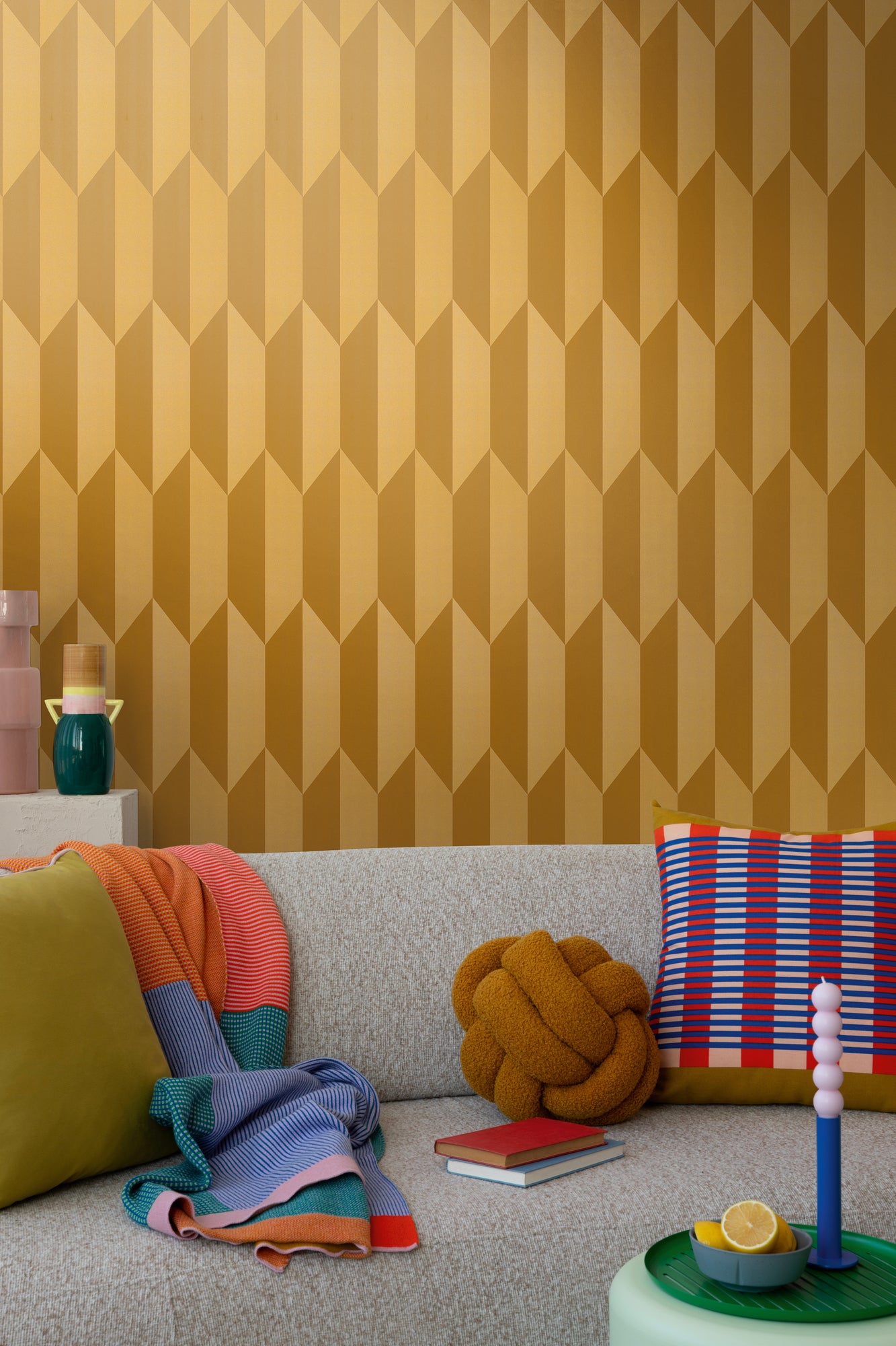 Livingwalls CosmoLiving Graphic Groove-Playful geometrisch Gold - 10,05 m x 0,53 m