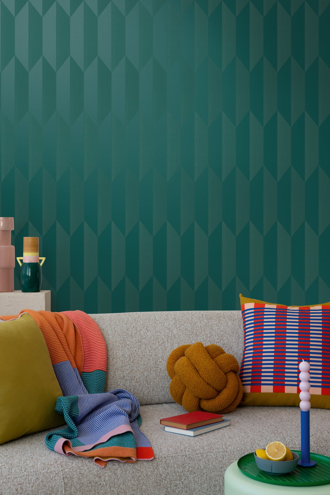 Livingwalls CosmoLiving Graphic Groove-Playful geometrisch Blau - 10,05 m x 0,53 m