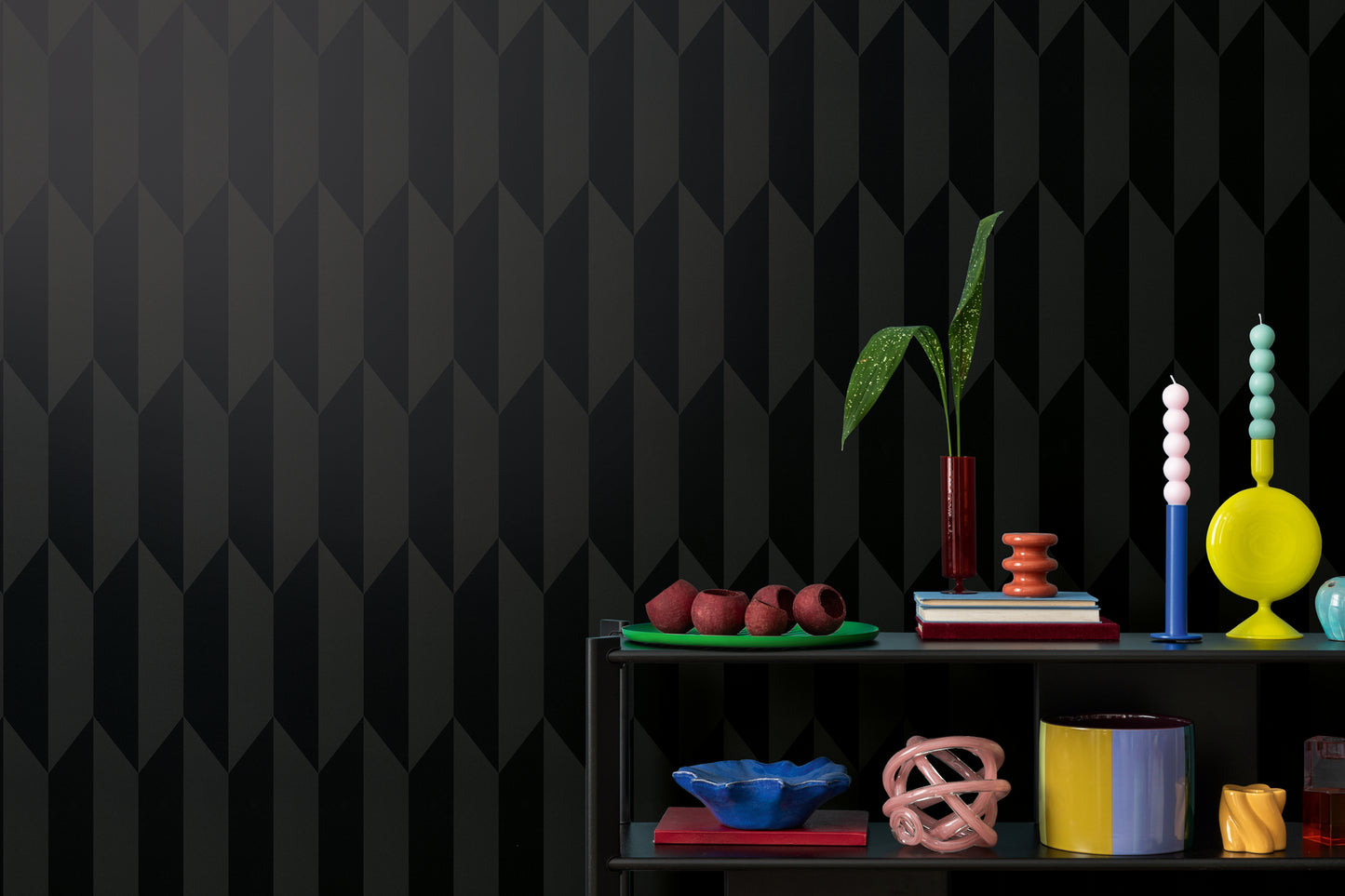 Livingwalls CosmoLiving Graphic Groove-Playful geometrisch Schwarz - 10,05 m x 0,53 m