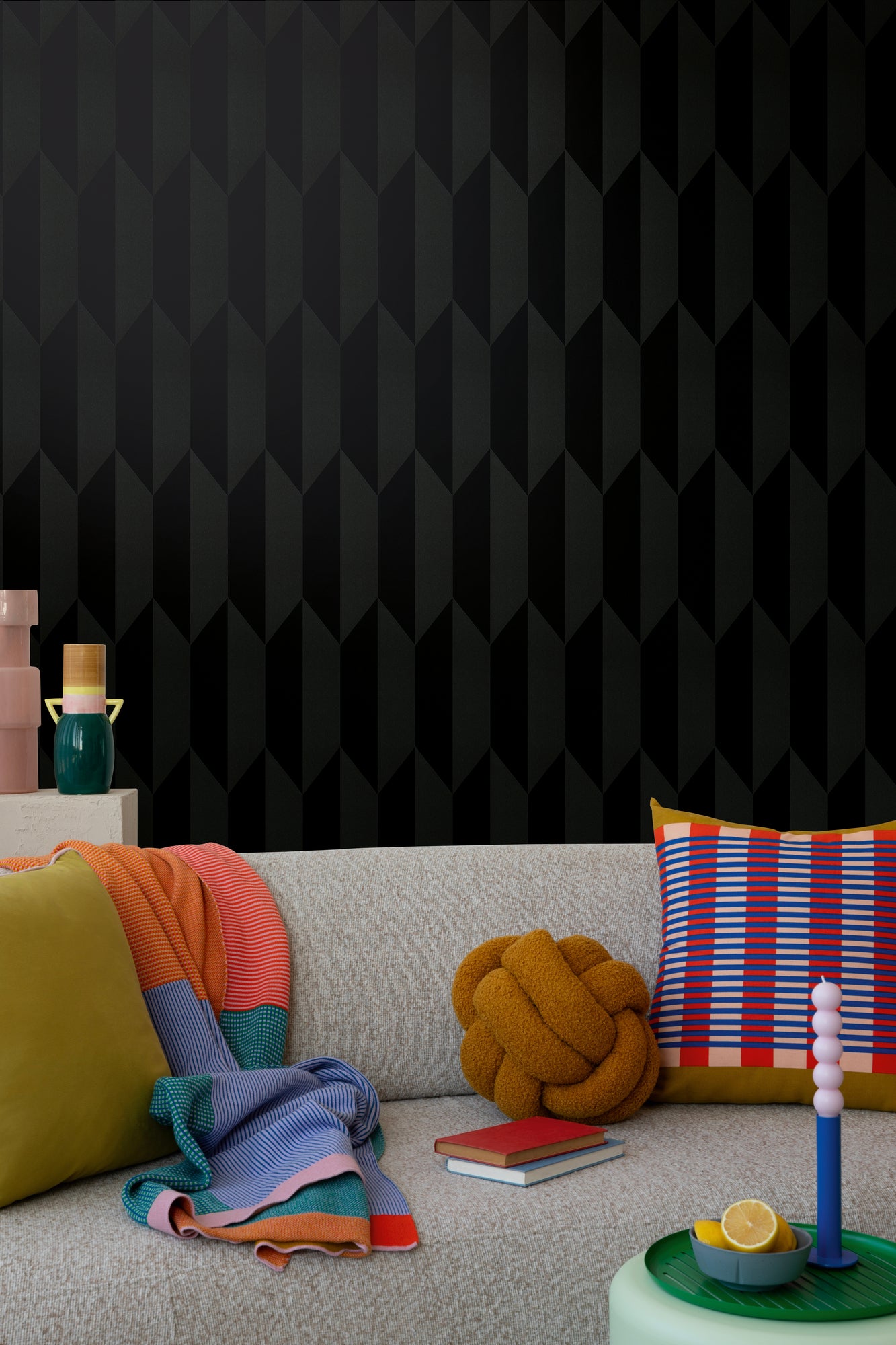 Livingwalls CosmoLiving Graphic Groove-Playful geometrisch Schwarz - 10,05 m x 0,53 m