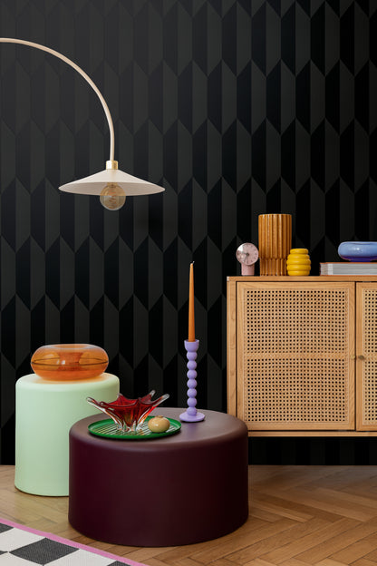 Livingwalls CosmoLiving Graphic Groove-Playful geometrisch Schwarz - 10,05 m x 0,53 m