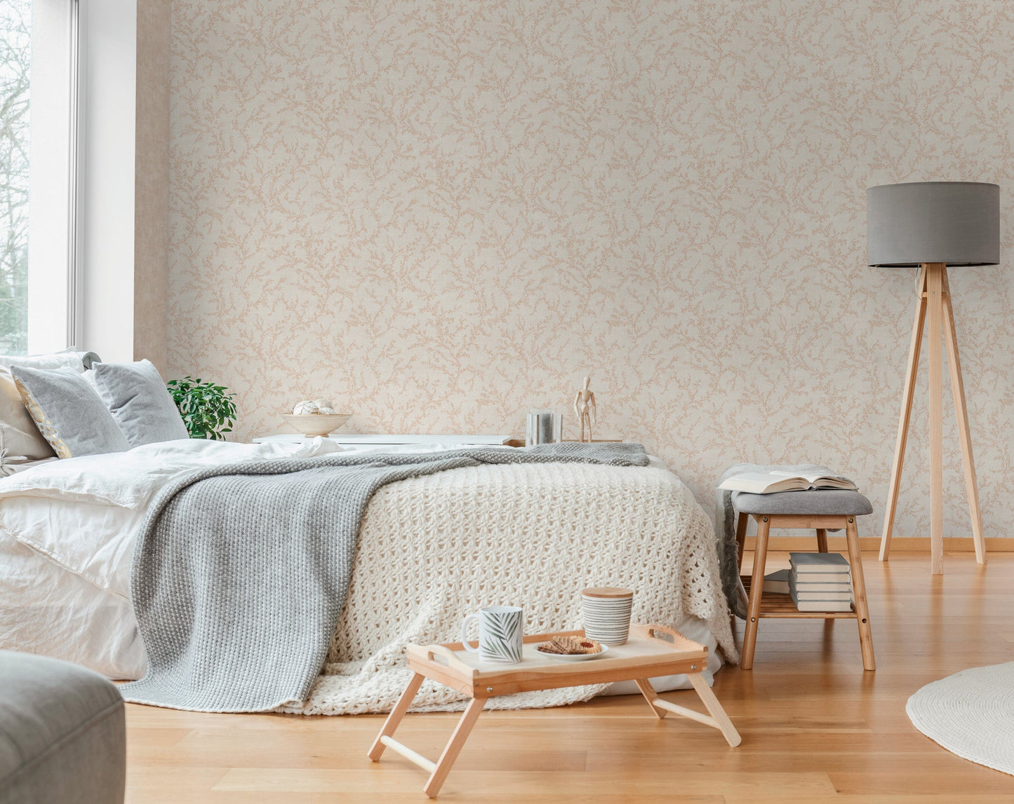 Mustertapete Blätterranken Rosé - 10,05 m x 0,53 m
