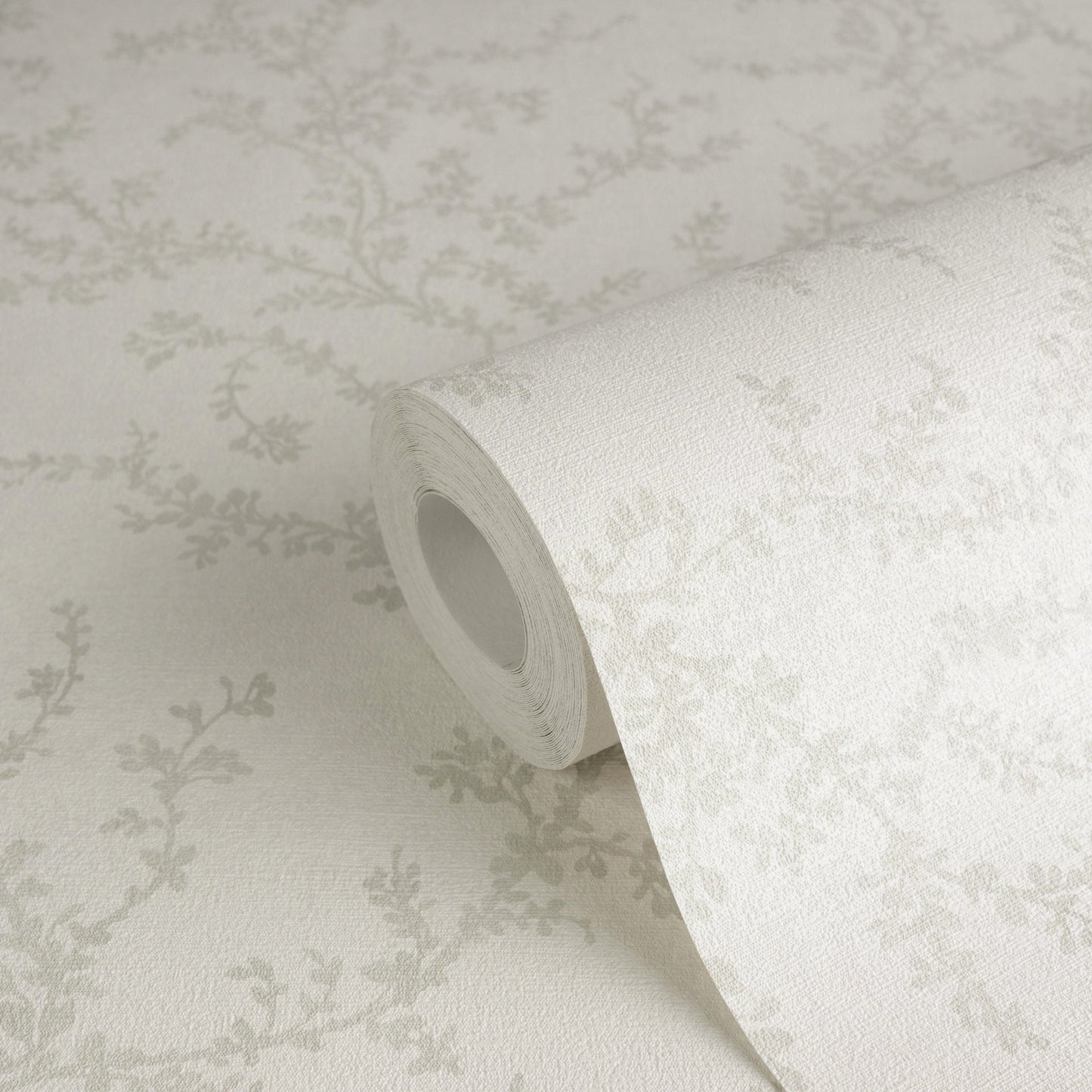 Mustertapete Zarte Blattranken Hellbeige - 10,05 m x 0,53 m