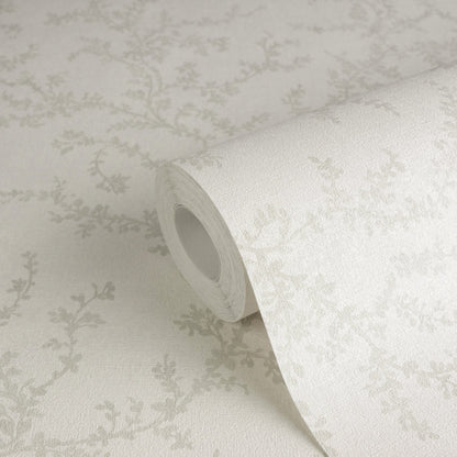 Mustertapete Zarte Blattranken Hellbeige - 10,05 m x 0,53 m