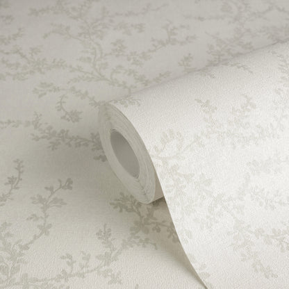 Mustertapete Zarte Blattranken Hellbeige - 10,05 m x 0,53 m
