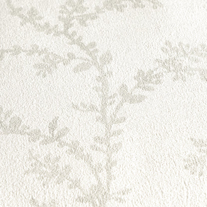 Mustertapete Zarte Blattranken Hellbeige - 10,05 m x 0,53 m
