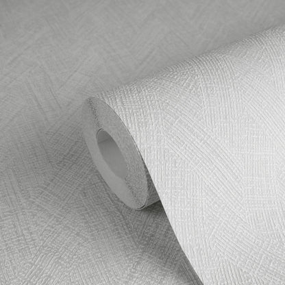Mustertapete Fischgrät-Weboptik Mittelgrau - 10,05 m x 0,53 m