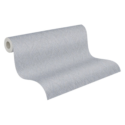 Mustertapete Fischgrät-Weboptik Taubenblau - 10,05 m x 0,53 m
