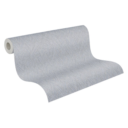 Mustertapete Fischgrät-Weboptik Taubenblau - 10,05 m x 0,53 m