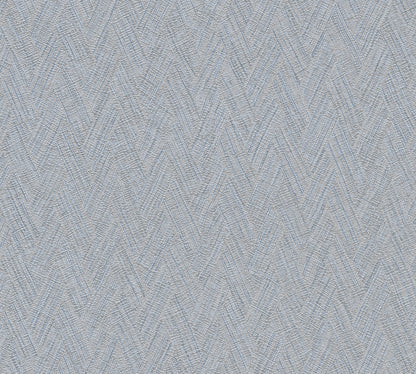 Mustertapete Fischgrät-Weboptik Taubenblau - 10,05 m x 0,53 m