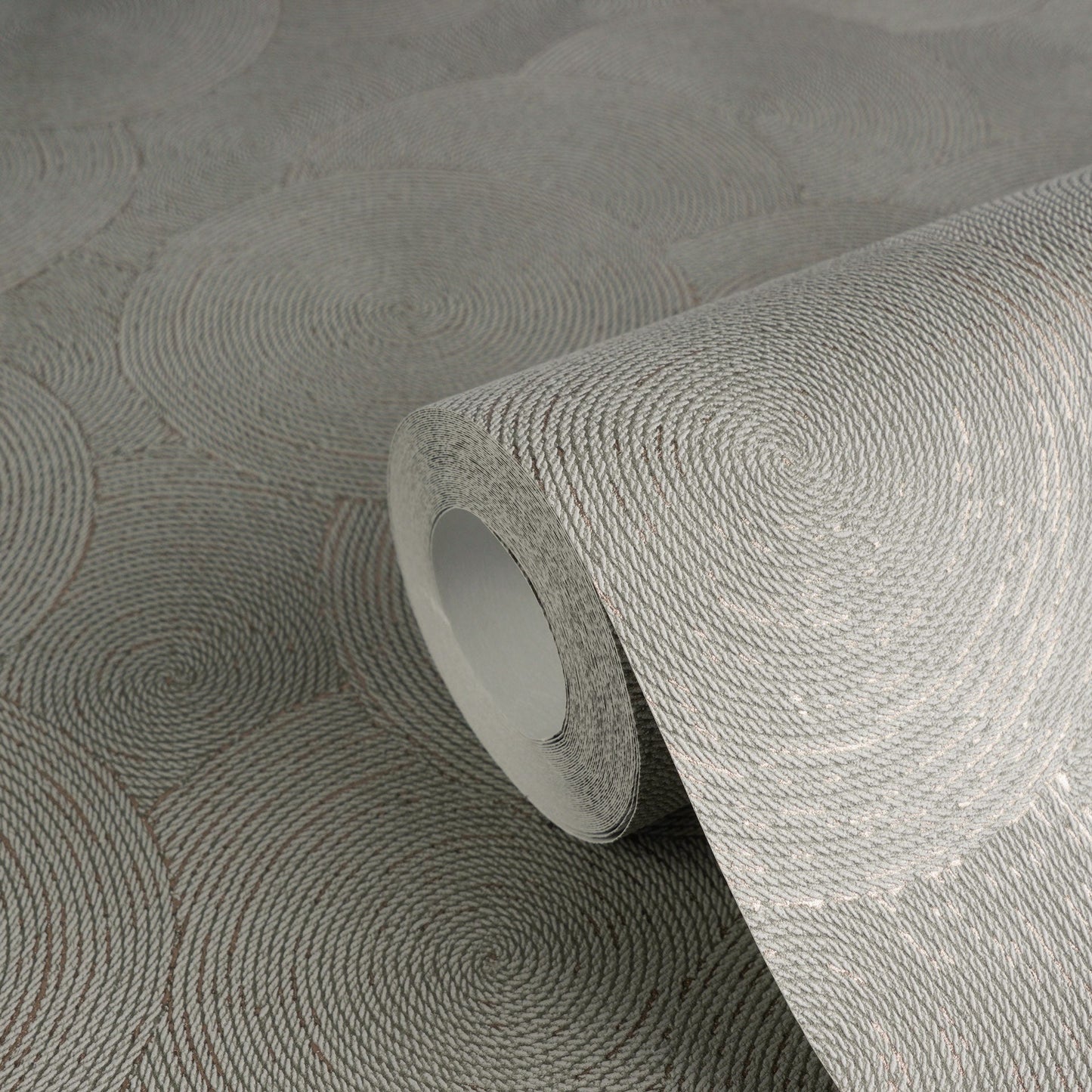 Mustertapete Seil-Spiralen Anthrazit - 10,05 m x 0,53 m