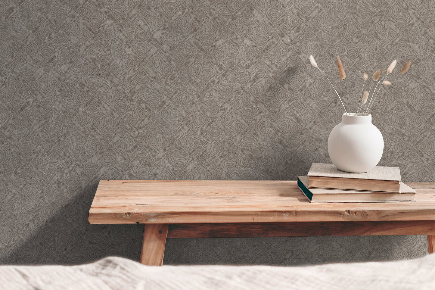 Mustertapete Seil-Spiralen Taupe - 10,05 m x 0,53 m