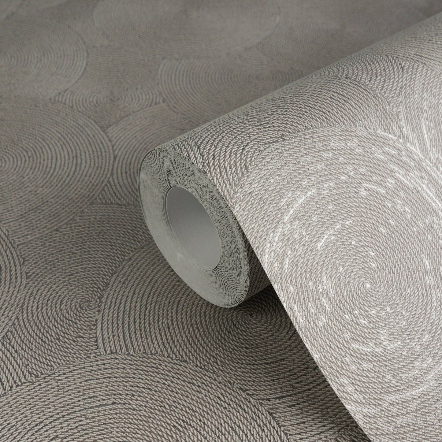 Mustertapete Seil-Spiralen Taupe - 10,05 m x 0,53 m