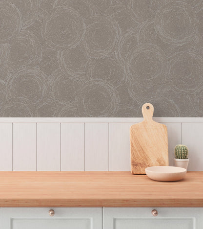 Mustertapete Seil-Spiralen Taupe - 10,05 m x 0,53 m