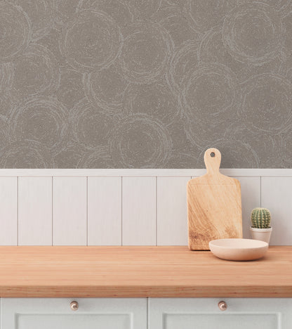 Mustertapete Seil-Spiralen Taupe - 10,05 m x 0,53 m