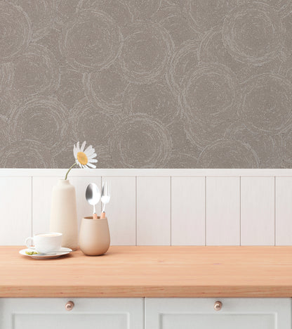 Mustertapete Seil-Spiralen Taupe - 10,05 m x 0,53 m