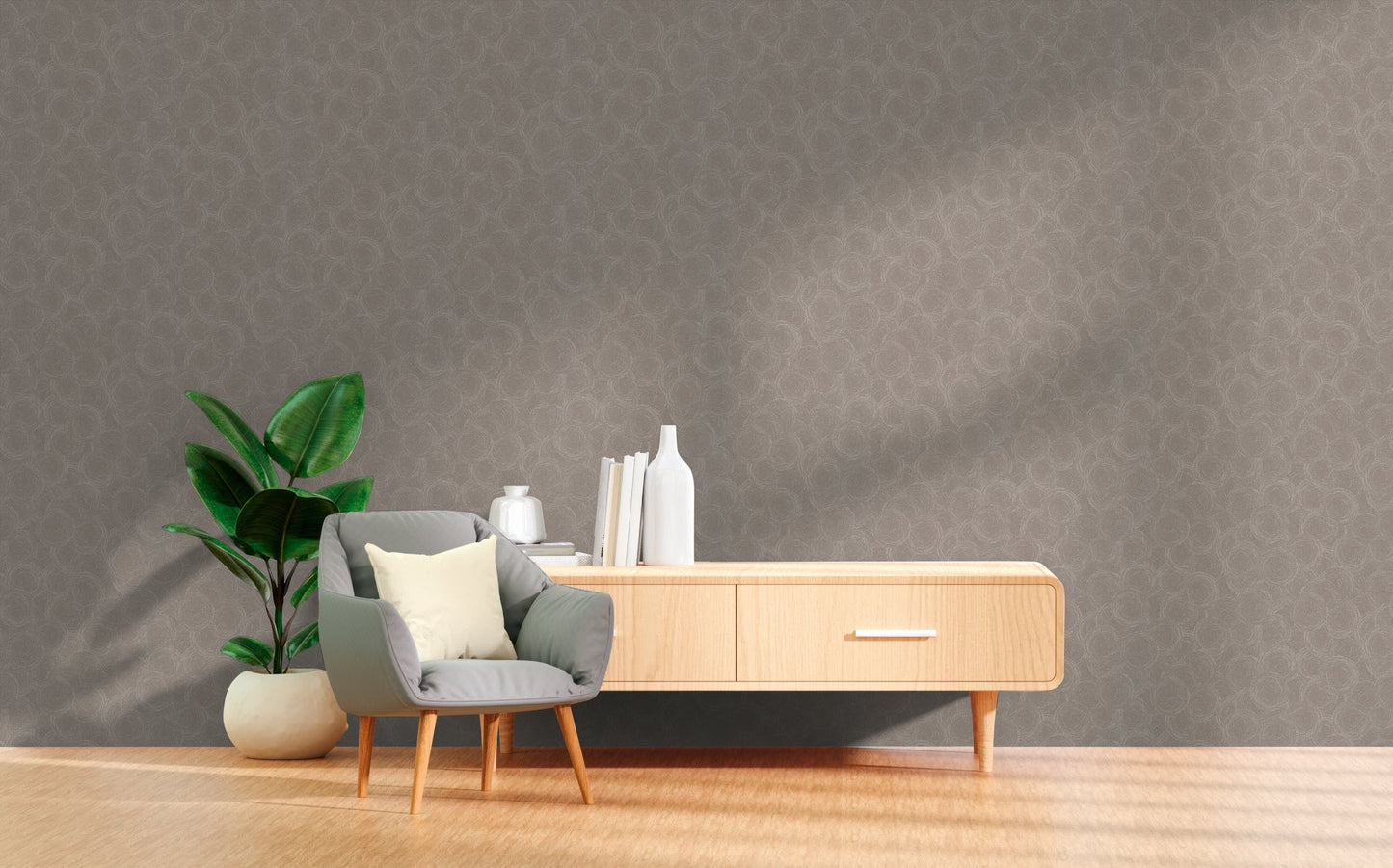 Mustertapete Seil-Spiralen Taupe - 10,05 m x 0,53 m
