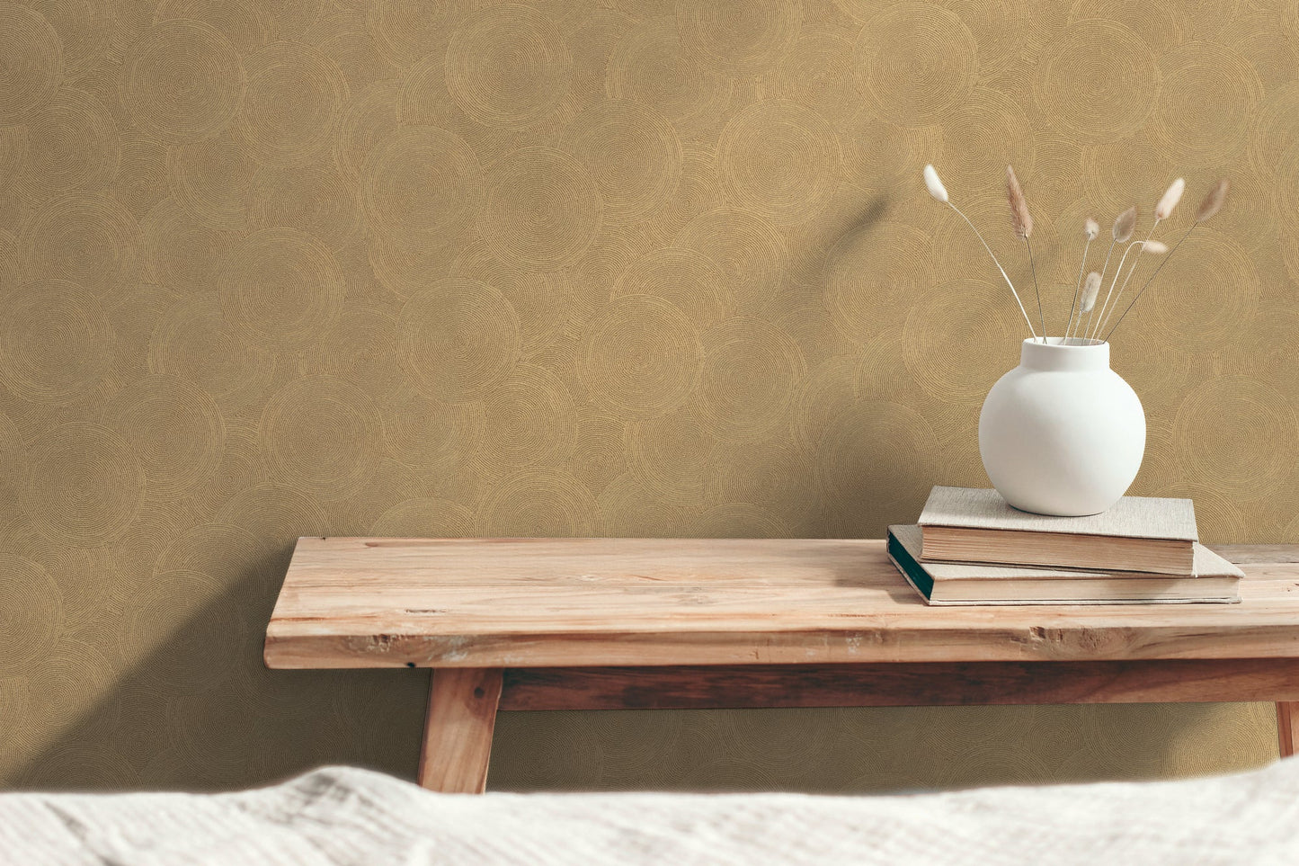 Mustertapete Seil-Spiralen Gold-Beige - 10,05 m x 0,53 m