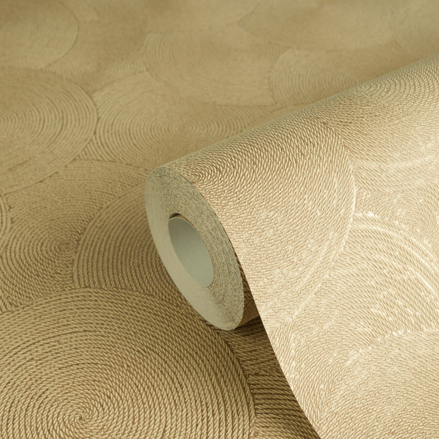 Mustertapete Seil-Spiralen Gold-Beige - 10,05 m x 0,53 m
