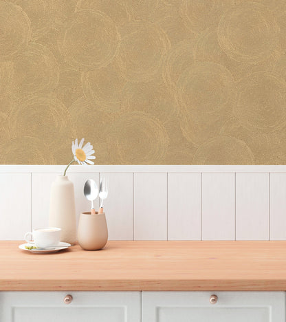 Mustertapete Seil-Spiralen Gold-Beige - 10,05 m x 0,53 m
