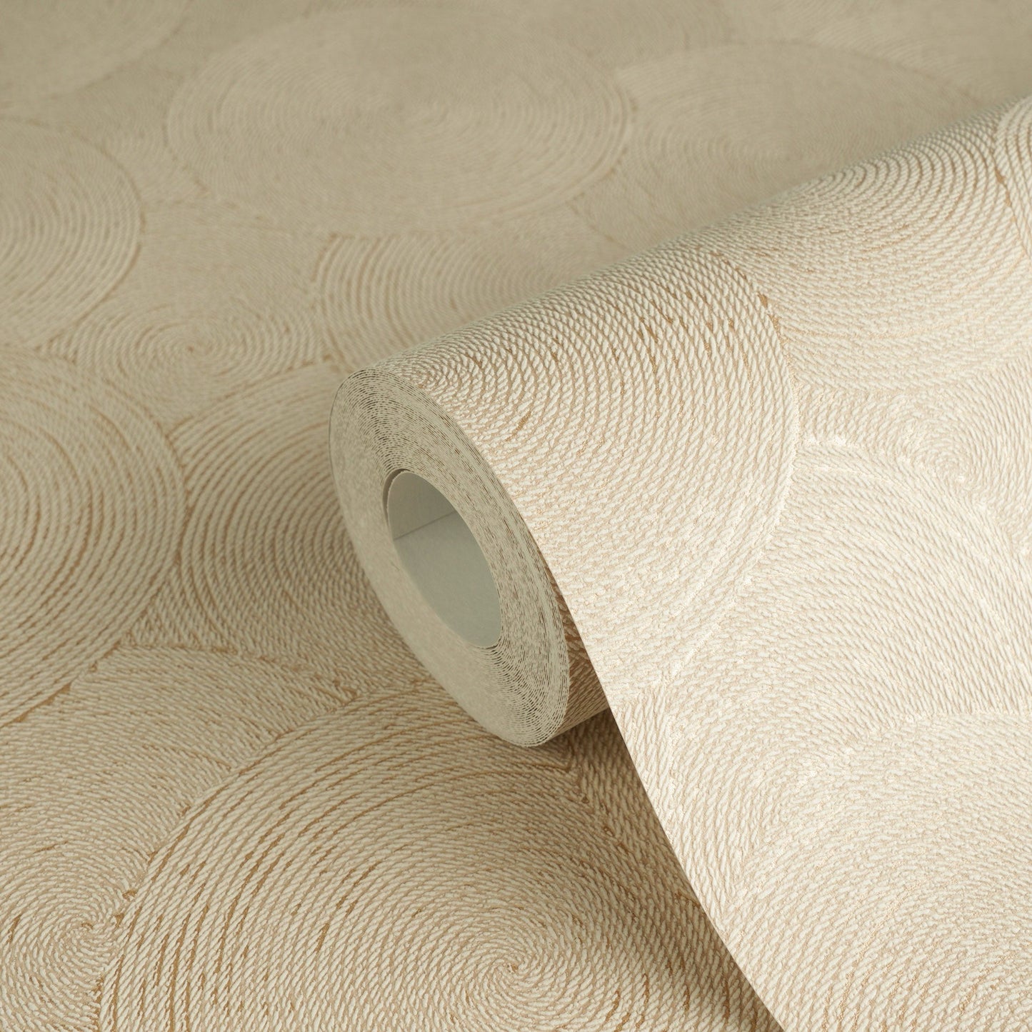 Mustertapete Seil-Spiralen Hellbeige - 10,05 m x 0,53 m