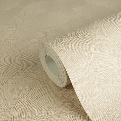 Mustertapete Seil-Spiralen Hellbeige - 10,05 m x 0,53 m