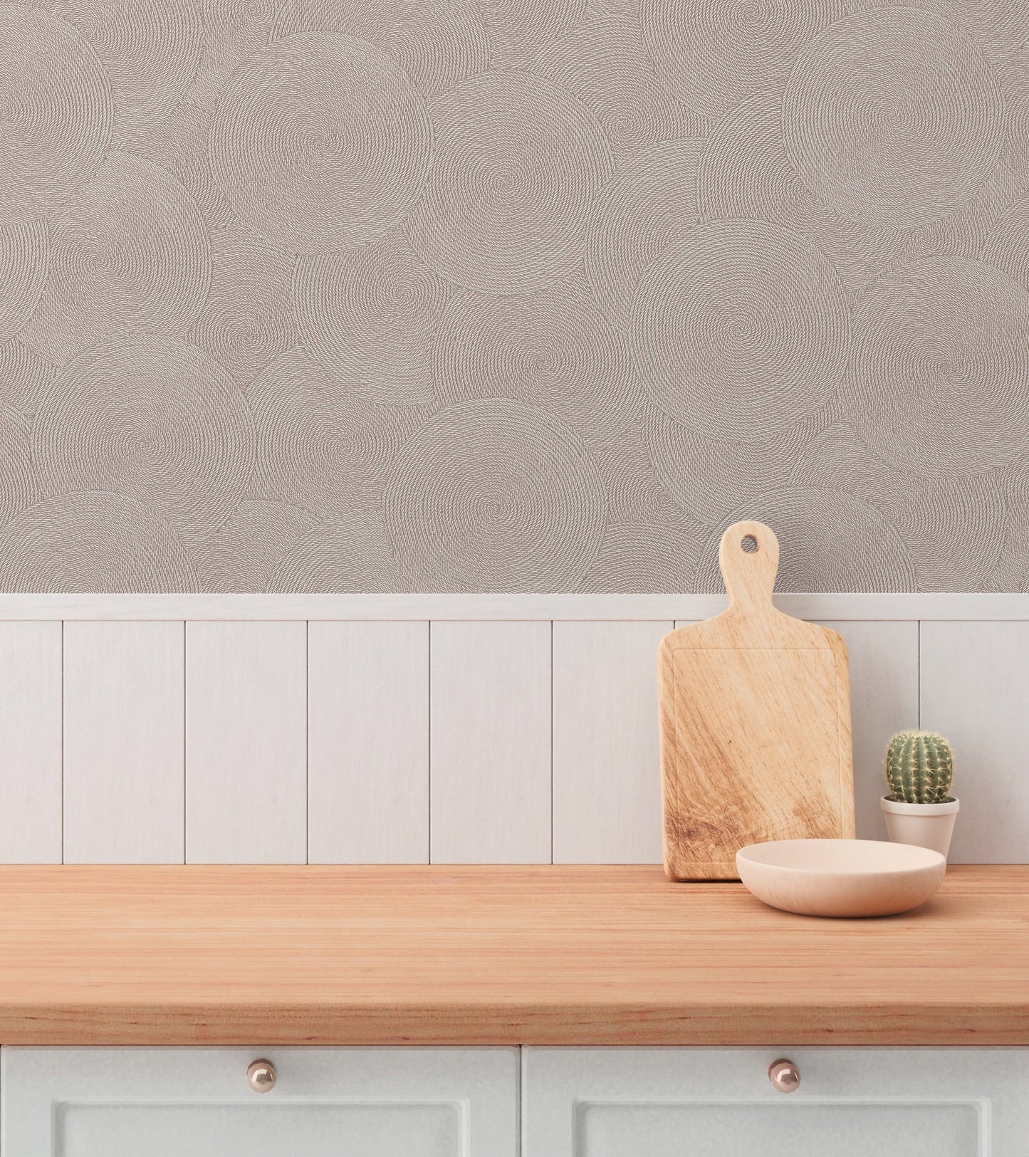 Mustertapete Seil-Spiralen Altrosa - 10,05 m x 0,53 m