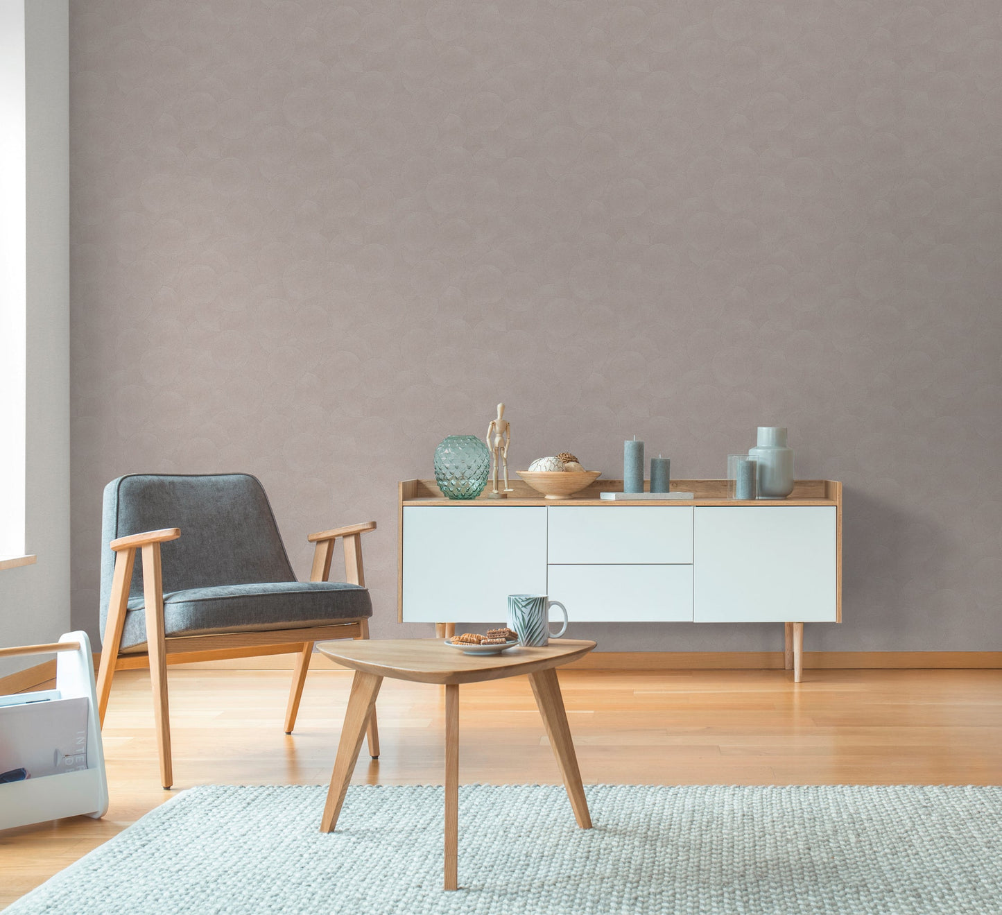 Mustertapete Seil-Spiralen Altrosa - 10,05 m x 0,53 m