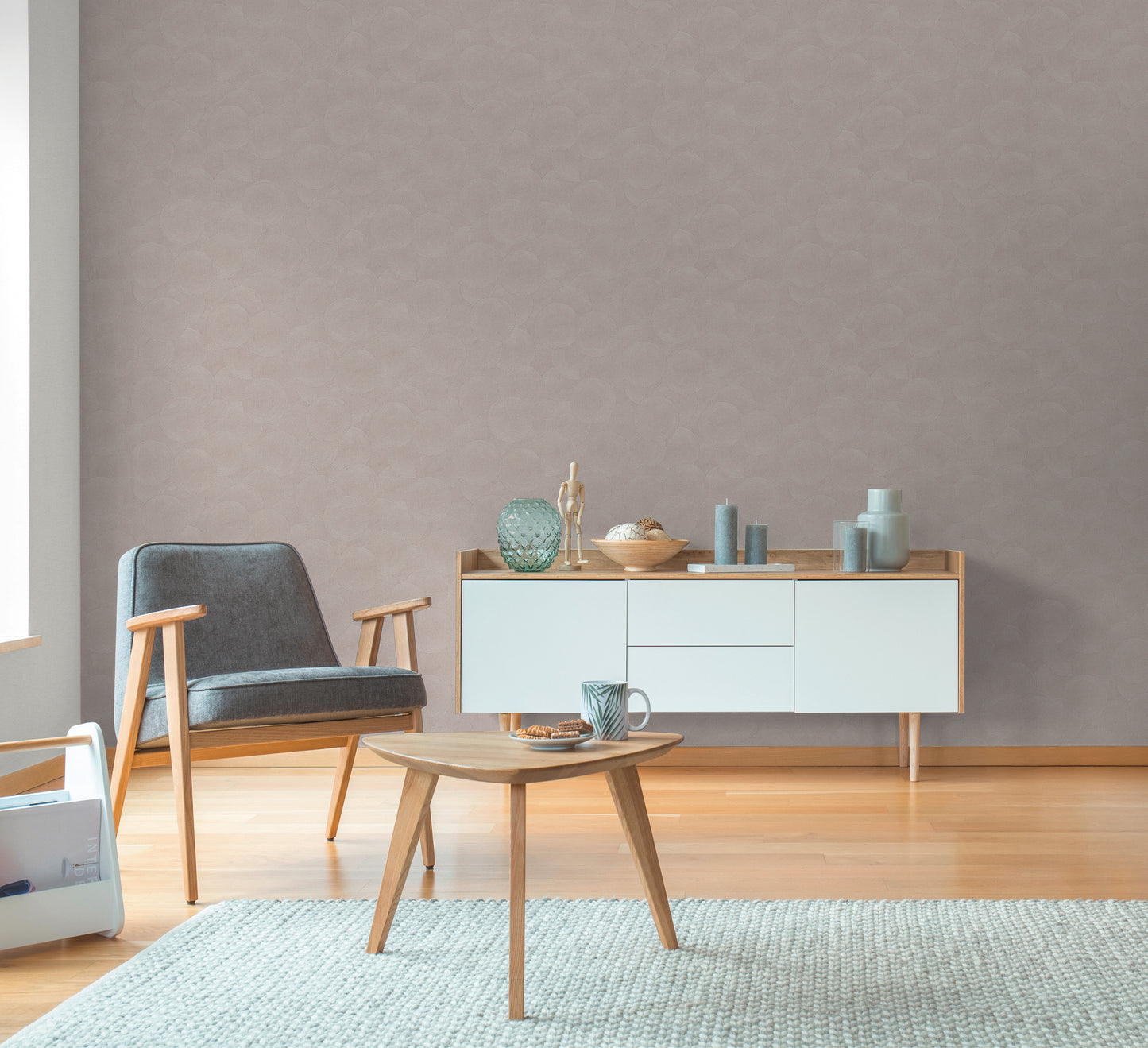 Mustertapete Seil-Spiralen Altrosa - 10,05 m x 0,53 m