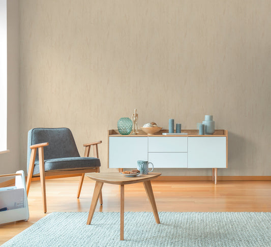 Strukturtapete Gräser-Silhouette Apricot-Beige - 10,05 m x 0,53 m