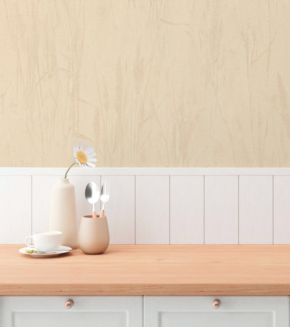 Mustertapete Gräser-Silhouette Apricot-Beige - 10,05 m x 0,53 m