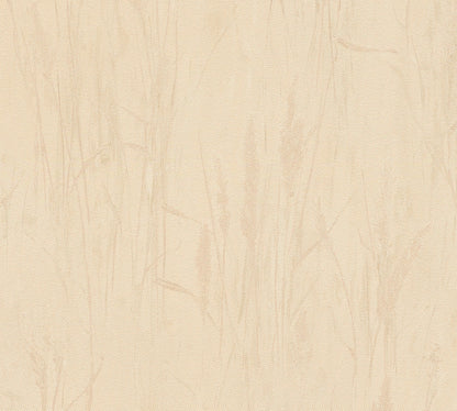 Mustertapete Gräser-Silhouette Apricot-Beige - 10,05 m x 0,53 m