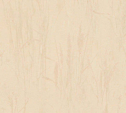Mustertapete Gräser-Silhouette Apricot-Beige - 10,05 m x 0,53 m