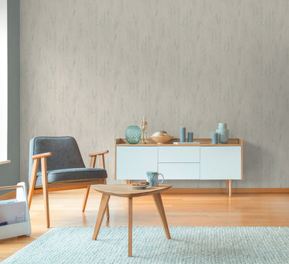 Mustertapete Gräser-Silhouette Mint-Grau - 10,05 m x 0,53 m