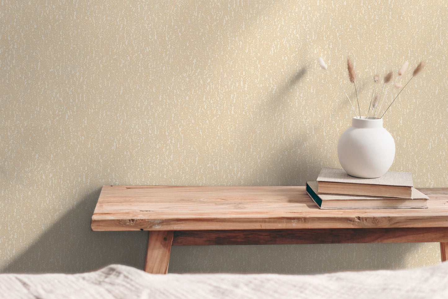 Mustertapete Natur-Struktur Apricot-Beige - 10,05 m x 0,53 m