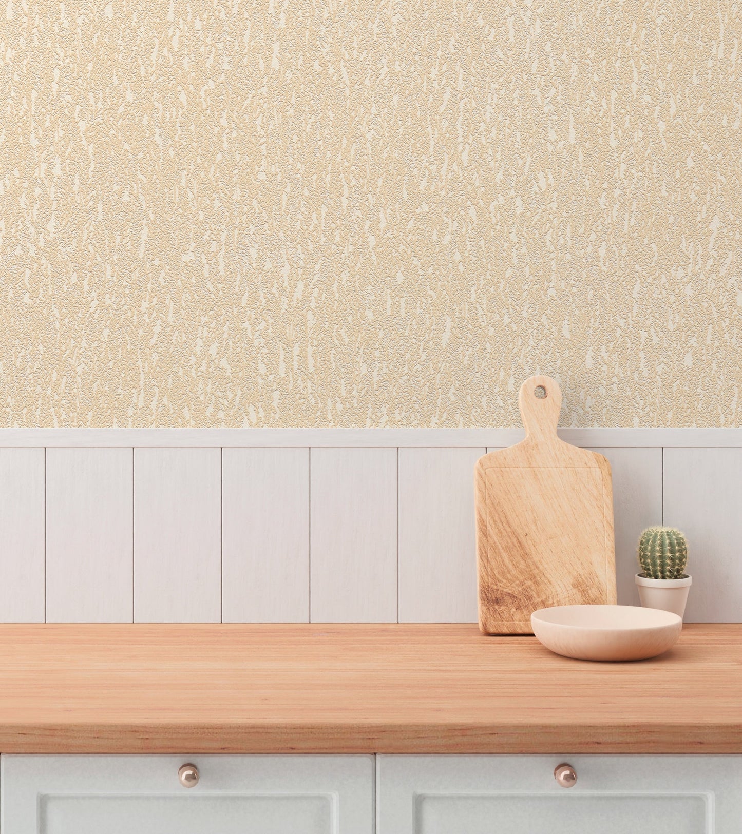 Mustertapete Natur-Struktur Apricot-Beige - 10,05 m x 0,53 m