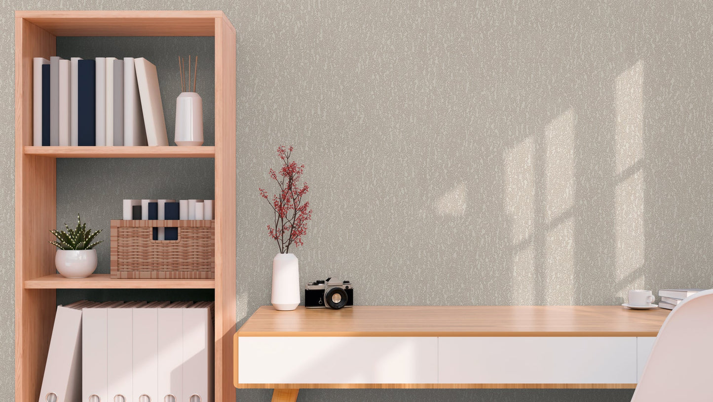 Mustertapete Natur-Struktur Beige-Grau - 10,05 m x 0,53 m