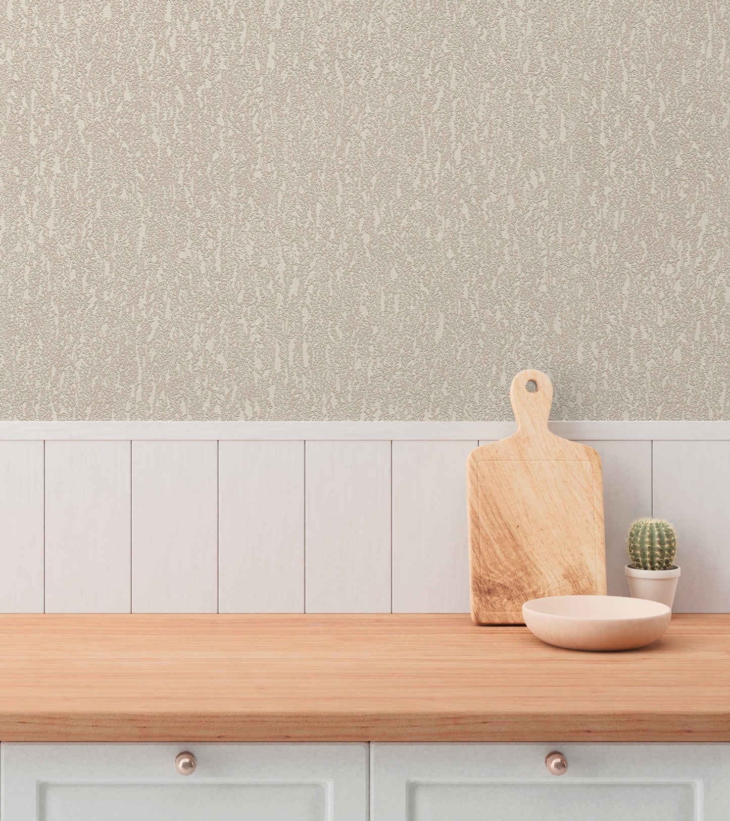 Mustertapete Natur-Struktur Beige-Grau - 10,05 m x 0,53 m