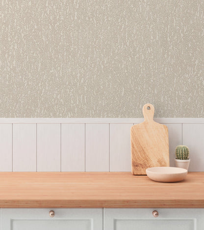 Mustertapete Natur-Struktur Beige-Grau - 10,05 m x 0,53 m