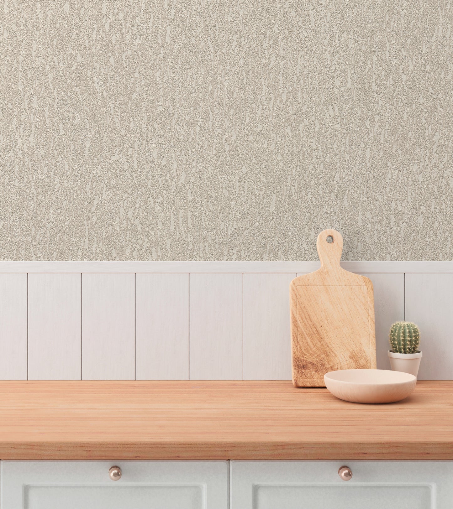 Mustertapete Natur-Struktur Beige-Grau - 10,05 m x 0,53 m