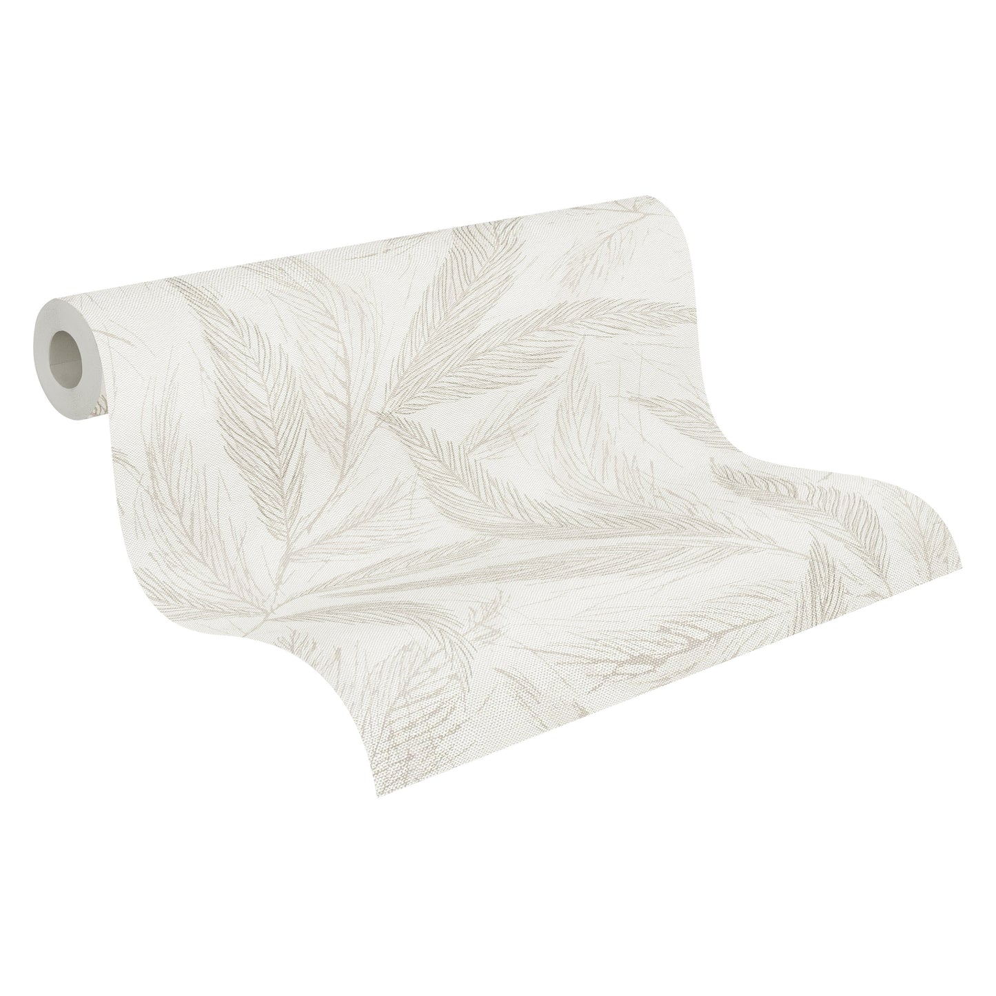 Mustertapete Farn-Blätter Beige-Grau - 10,05 m x 0,53 m