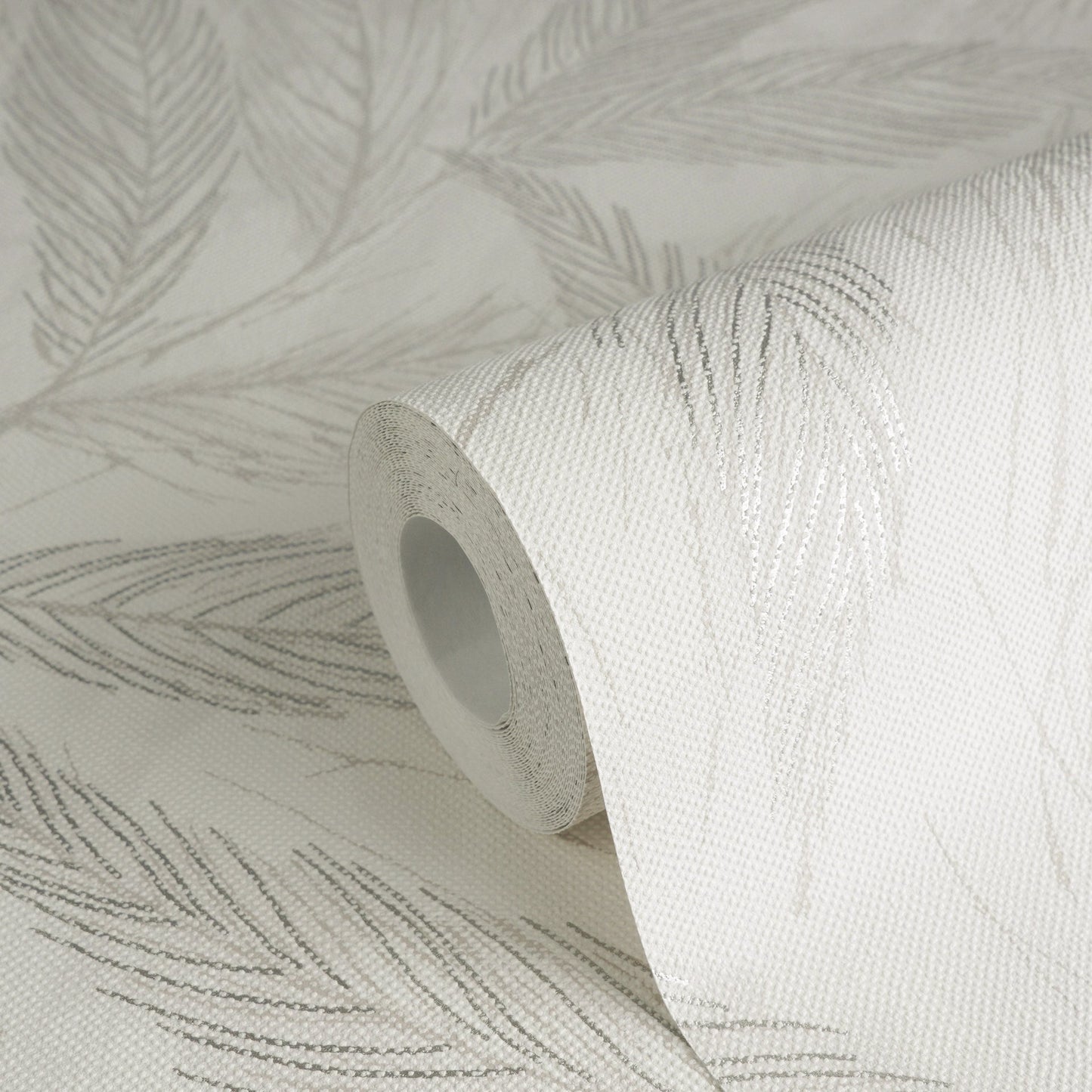 Mustertapete Farn-Blätter Beige-Grau - 10,05 m x 0,53 m