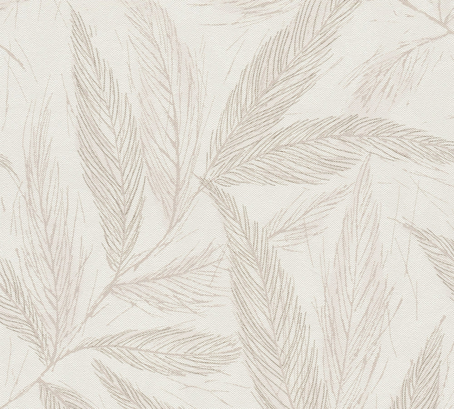 Mustertapete Farn-Blätter Beige-Grau - 10,05 m x 0,53 m