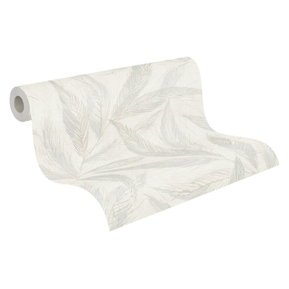 Mustertapete Farn-Blätter Mint-Beige - 10,05 m x 0,53 m
