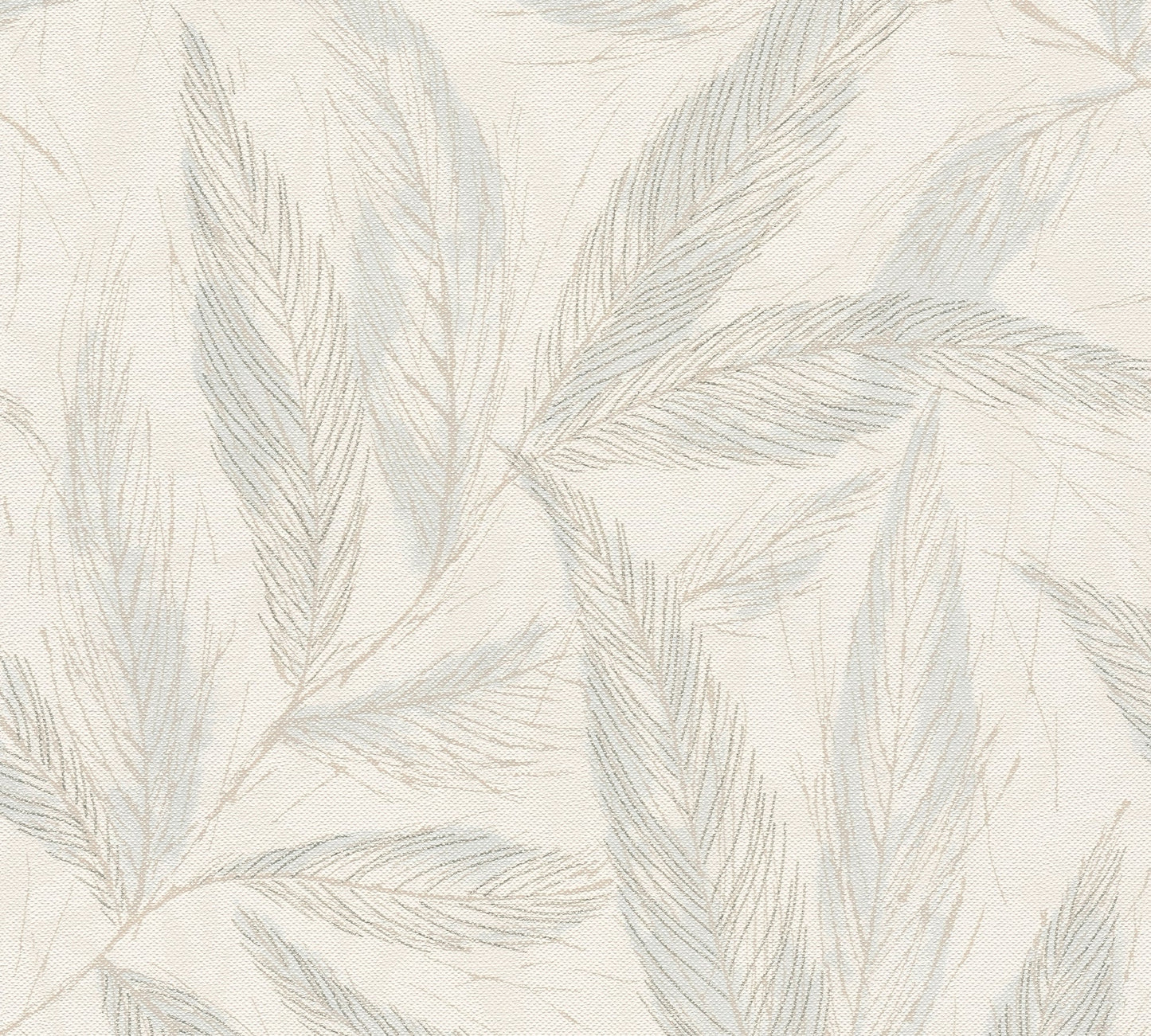 Mustertapete Farn-Blätter Mint-Beige - 10,05 m x 0,53 m