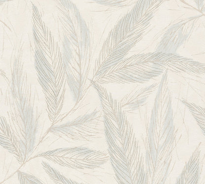 Mustertapete Farn-Blätter Mint-Beige - 10,05 m x 0,53 m