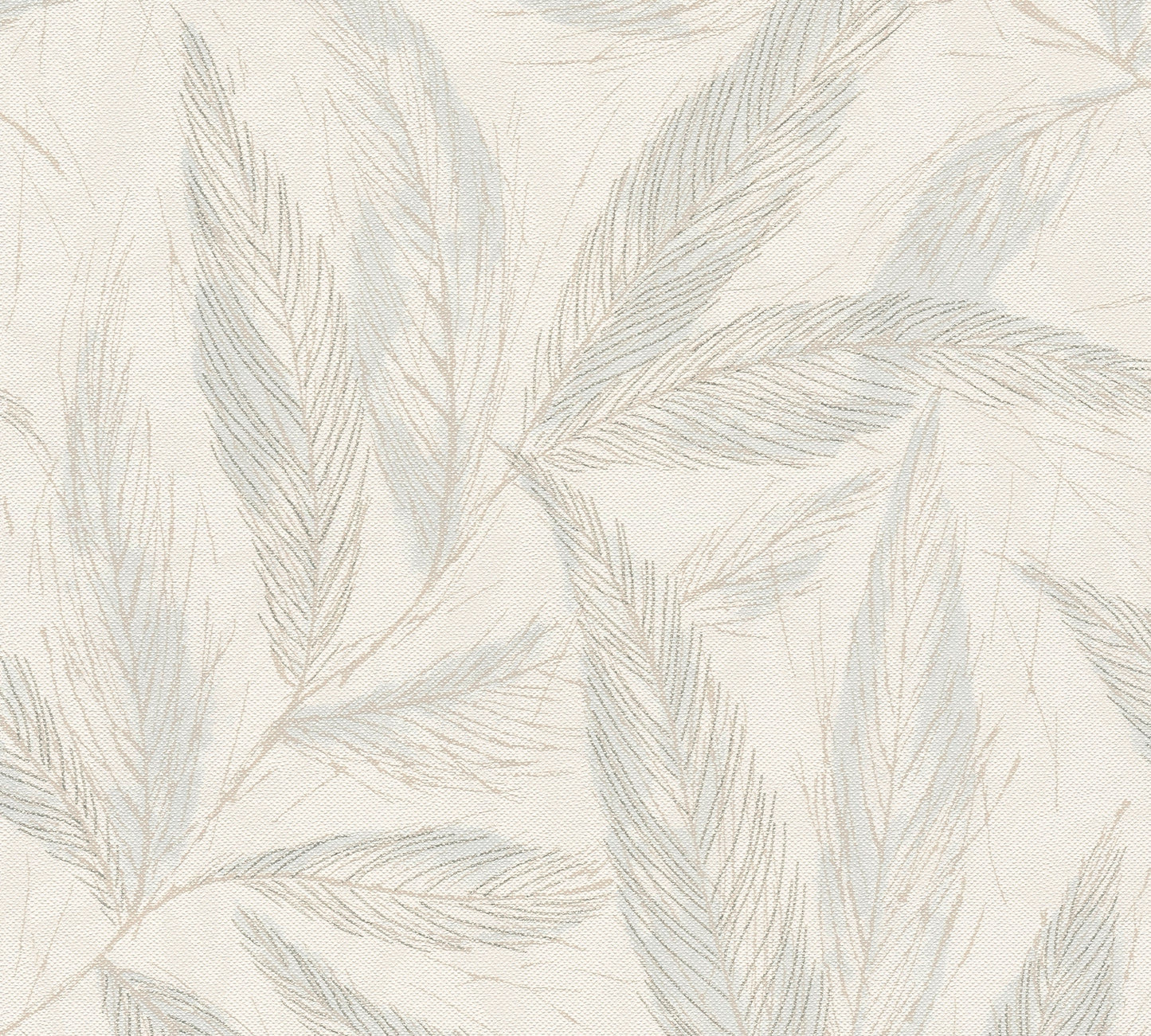 Mustertapete Farn-Blätter Mint-Beige - 10,05 m x 0,53 m