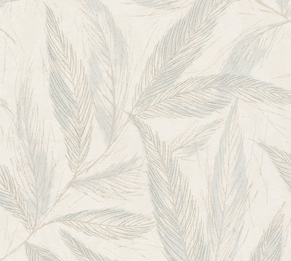 Mustertapete Farn-Blätter Mint-Beige - 10,05 m x 0,53 m