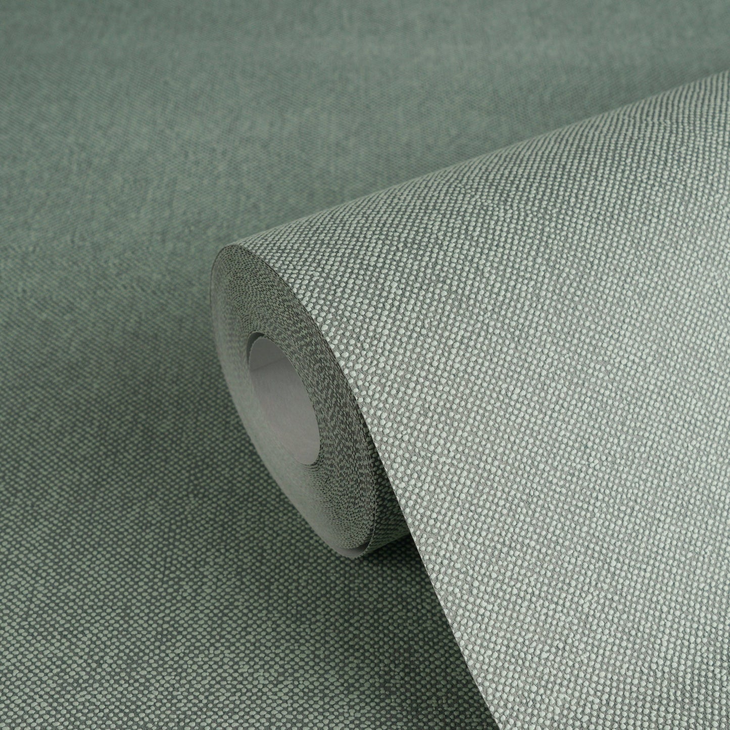 Mustertapete Leinen-Optik Smaragd-Grau - 10,05 m x 0,53 m