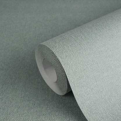 Mustertapete Leinen-Optik Petrol-Grau - 10,05 m x 0,53 m